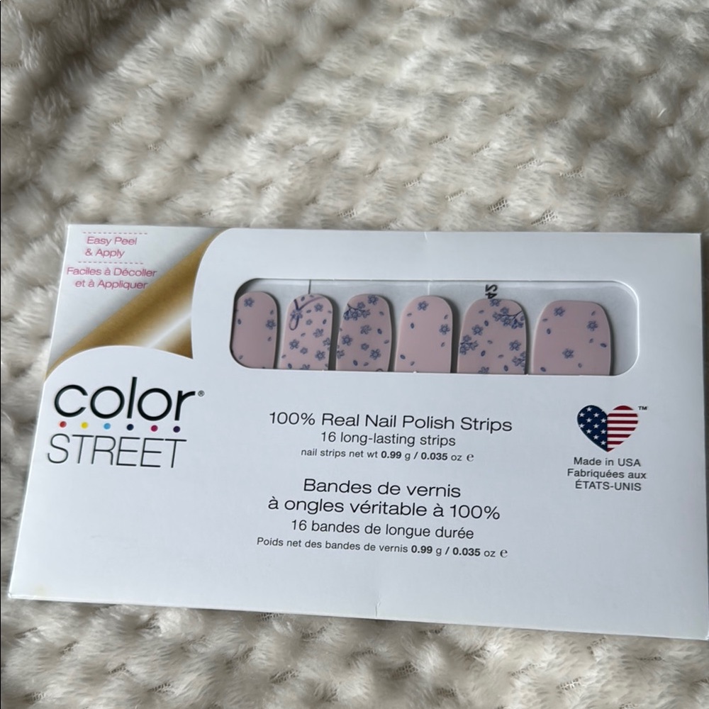 Color Street Blush Pink with Navy Floral Nail Strips Forever Loved
